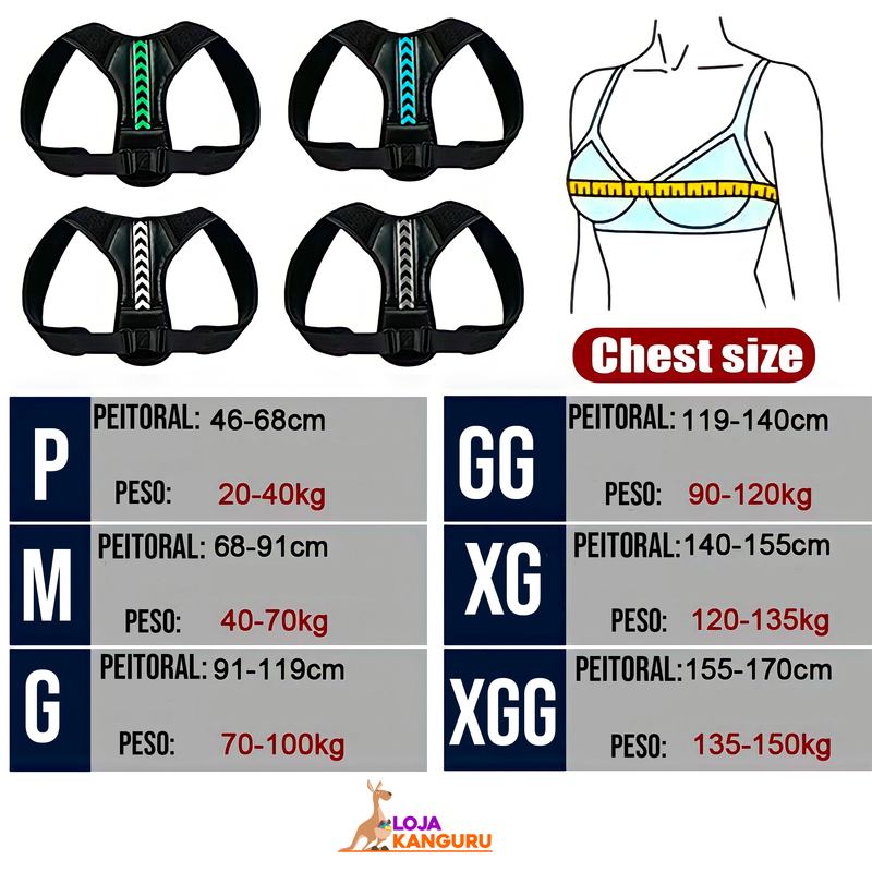 Corrector de postura magnético ajustable: columna vertebral, hombros, lumbar y cravicular 