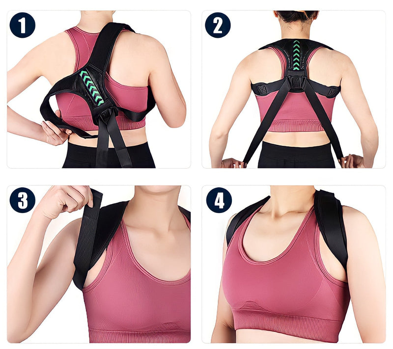 Corrector de postura magnético ajustable: columna vertebral, hombros, lumbar y cravicular 