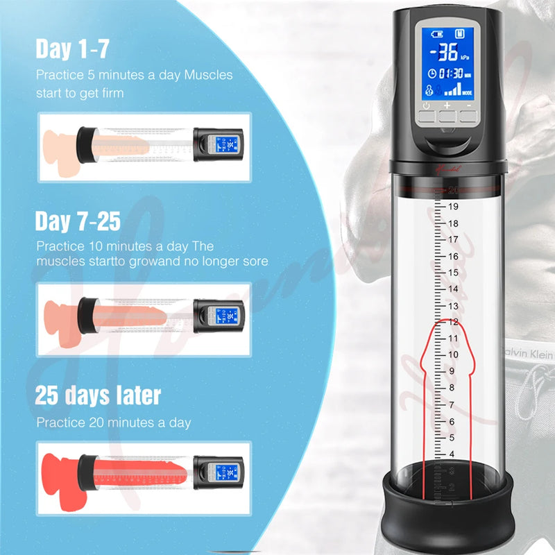 Hannibal LCD Elétrico Pênis Pump - Extensor peniano - Aumente seu Pênis - Acabe com a Ejaculacao precoce