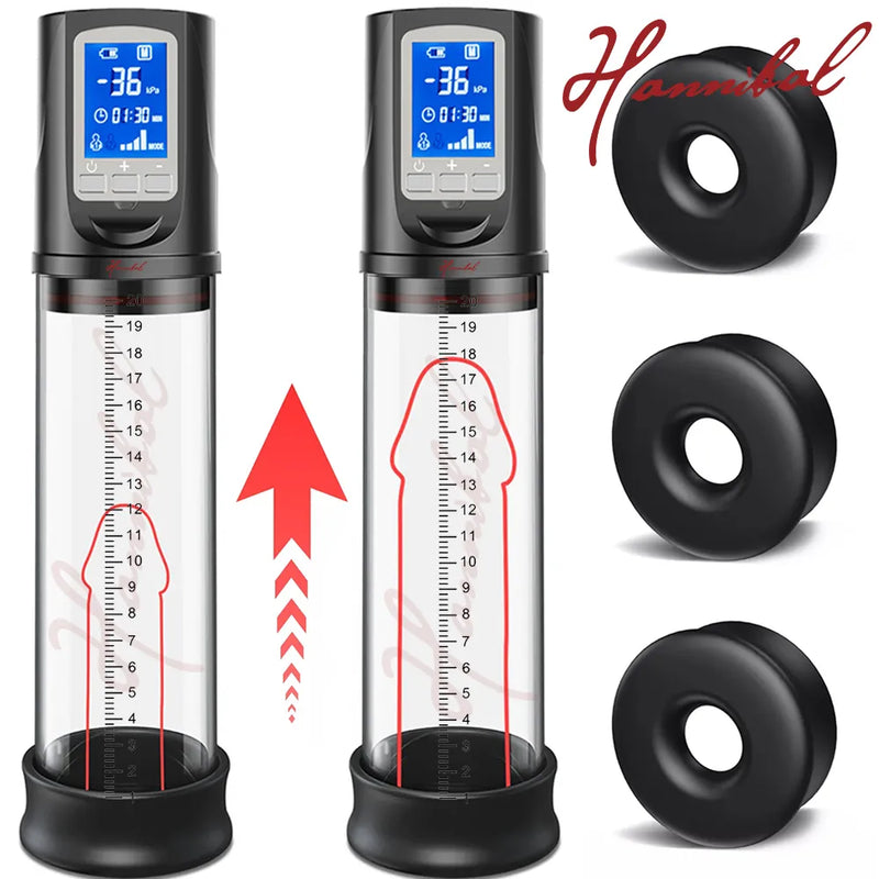 Hannibal LCD Elétrico Pênis Pump - Extensor peniano - Aumente seu Pênis - Acabe com a Ejaculacao precoce